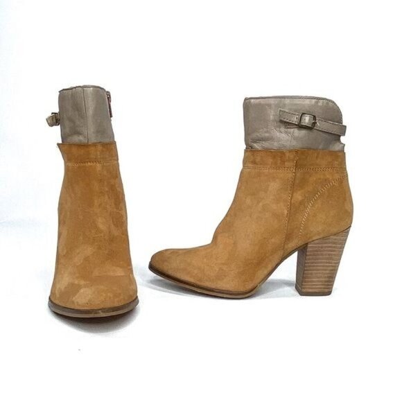 SEYCHELLES Tan and‎ Gray Leather Ankle Boots 8 - Picture 1 of 10